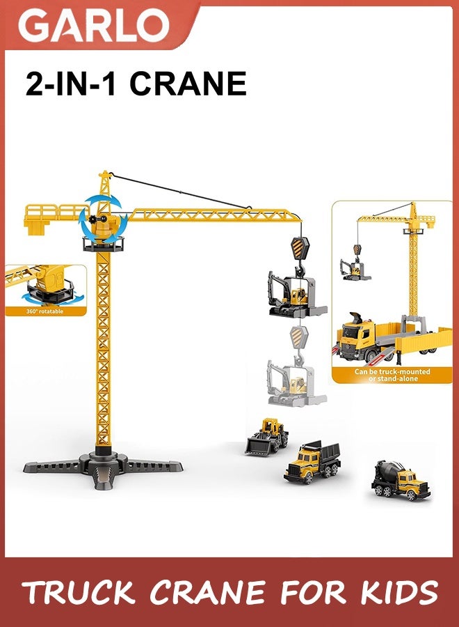 Garlo Toys Truck Crane for Kids - Truck Race Track Kids Toy Eject Car Set Excavator Bulldozer Dump Trucks Cement Truck Vehicle Easter Christmas Birthday 2+ 3 4 5 6 7 8 Years Old Boy Girl Gift - Image 2