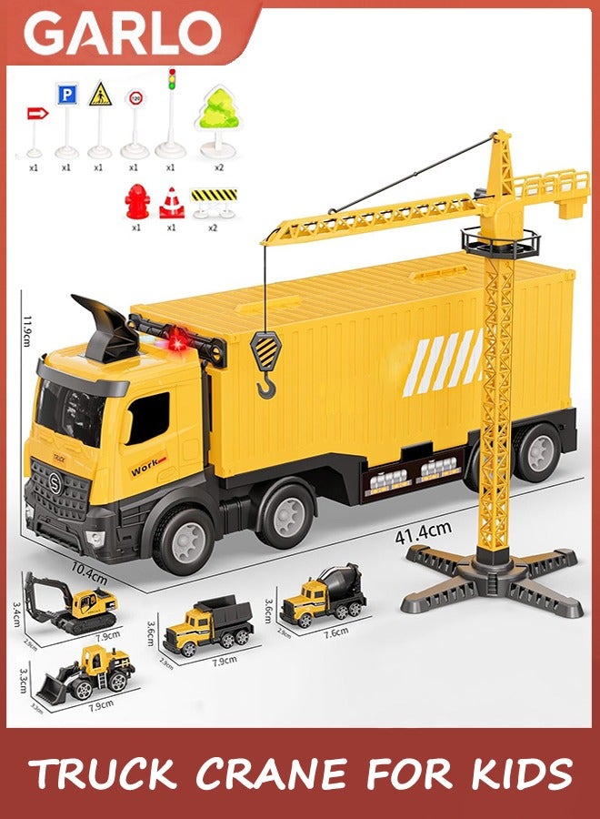 Garlo Toys Truck Crane for Kids - Truck Race Track Kids Toy Eject Car Set Excavator Bulldozer Dump Trucks Cement Truck Vehicle Easter Christmas Birthday 2+ 3 4 5 6 7 8 Years Old Boy Girl Gift - Image 5