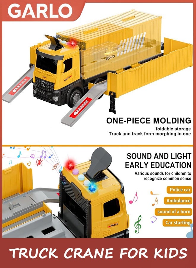 Garlo Toys Truck Crane for Kids - Truck Race Track Kids Toy Eject Car Set Excavator Bulldozer Dump Trucks Cement Truck Vehicle Easter Christmas Birthday 2+ 3 4 5 6 7 8 Years Old Boy Girl Gift - Image 3