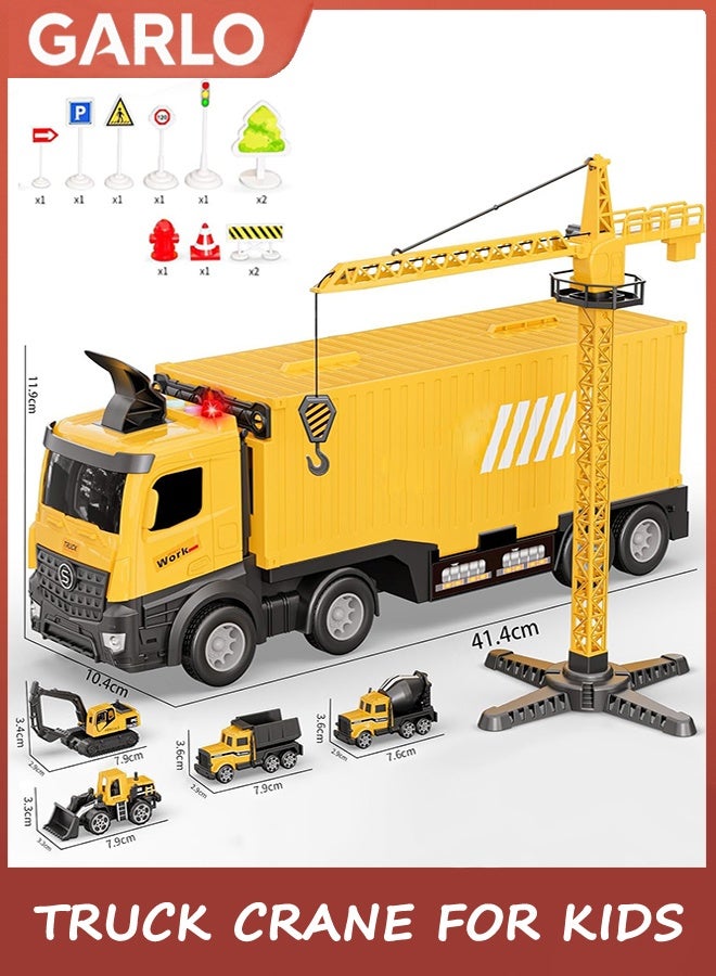 Garlo Toys Truck Crane for Kids - Truck Race Track Kids Toy Eject Car Set Excavator Bulldozer Dump Trucks Cement Truck Vehicle Easter Christmas Birthday 2+ 3 4 5 6 7 8 Years Old Boy Girl Gift - Image 4