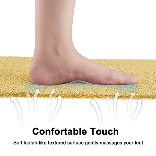 Leotruny Bath Tub Shower Mat 40 x 16 Inch Non-Slip Soft PVC Loofah Mats for Bathroom (C02-Beige) - Image 5