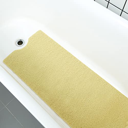 Leotruny Bath Tub Shower Mat 40 x 16 Inch Non-Slip Soft PVC Loofah Mats for Bathroom (C02-Beige) - Image 1