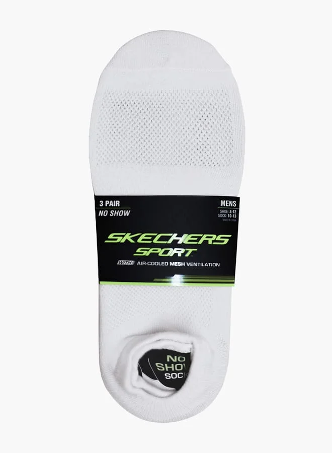 SKECHERS Men's Textured No Show Sports Socks - Set of 3
