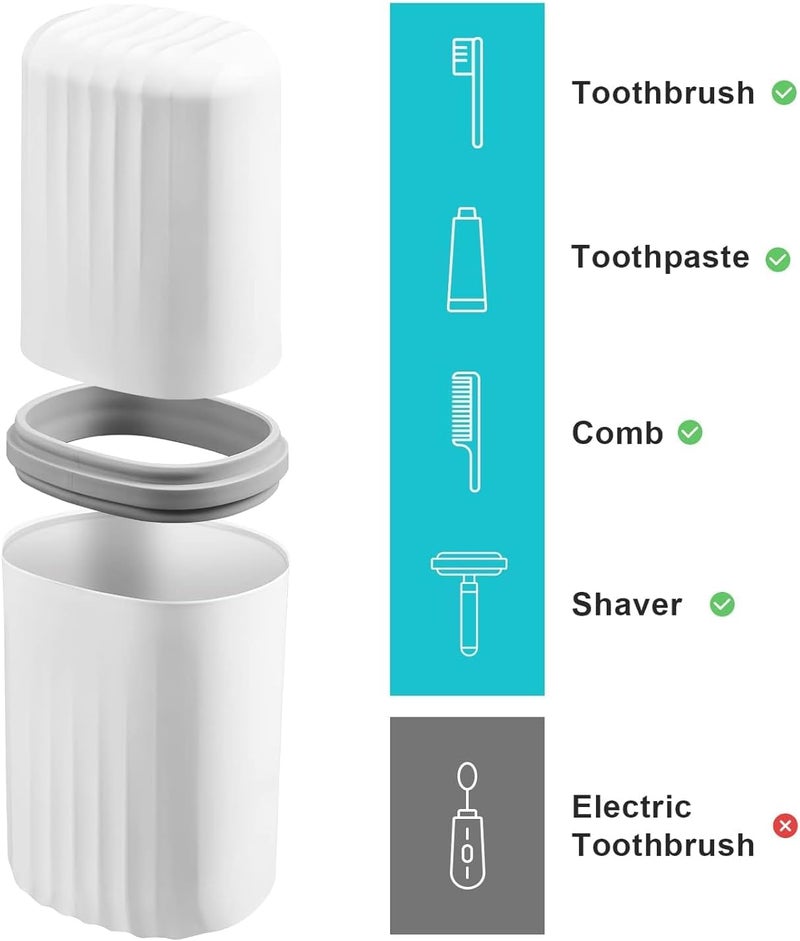 HAPPI Square Travel Toothbrush Holder, Portable Plastic Toothpaste Holder Box Cover with Lid,Travelling Toothbrush Storage Holder Bar for Bathroom Outdoor(Pack of 2- Blue/White) - Image 3