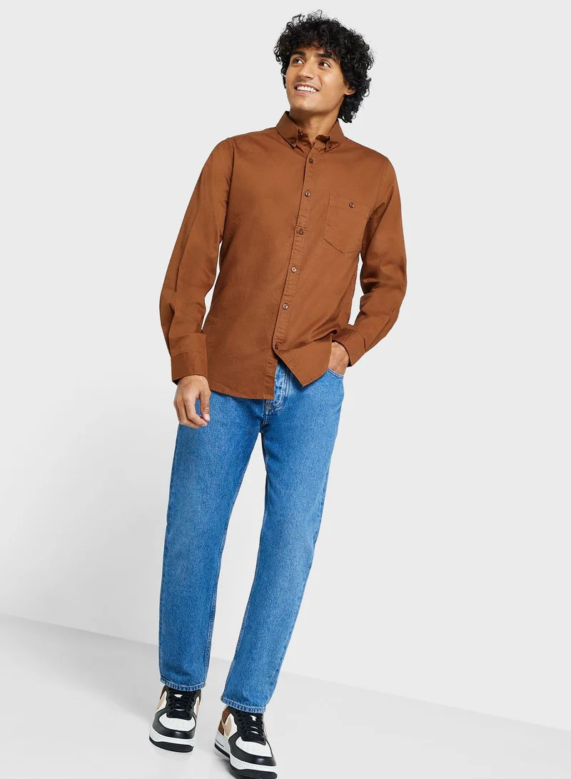 Seventy Five Pure Cotton Casual Single Pocket Shirt