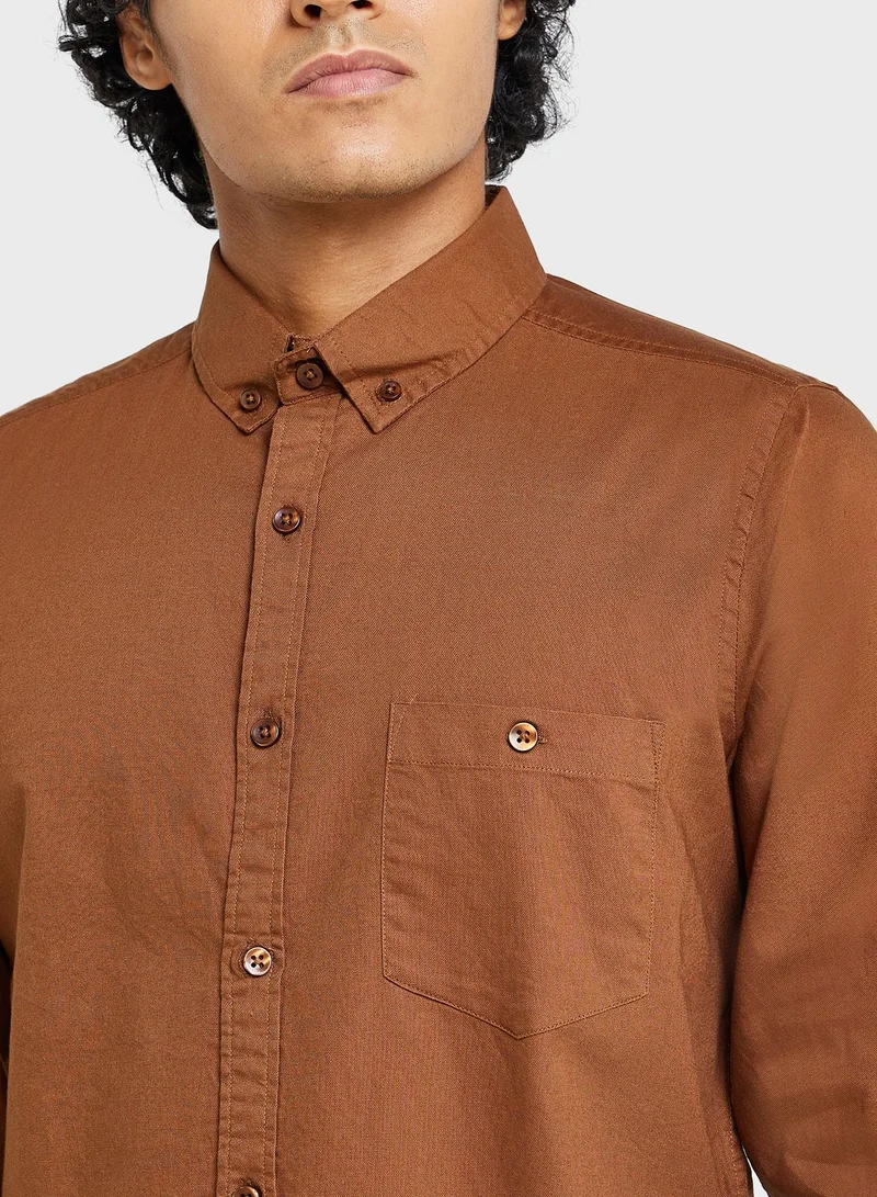 Seventy Five Pure Cotton Casual Single Pocket Shirt
