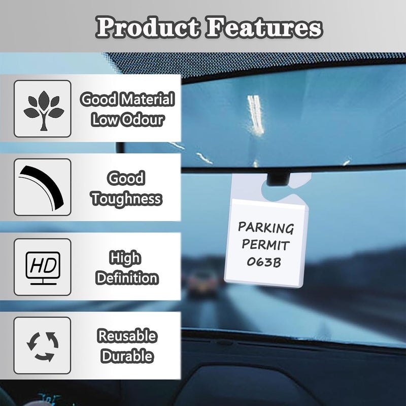 Mecefeno Clear Parking Permit Holder Set with Hang Tag - Image 3