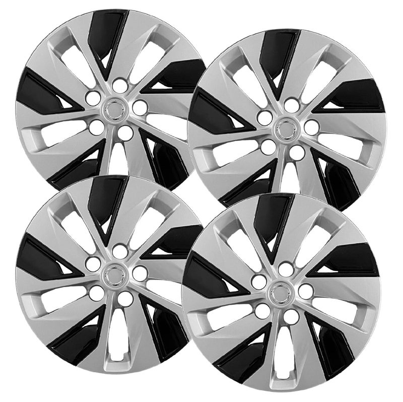 Hubcapscom Premium Quality 16 inch Silver Black Hubcaps fits 2019 2020 2021 2022 2023 Nissan Altima Heavy Duty Solid Clip Construction Set of 4 53099AMS4
