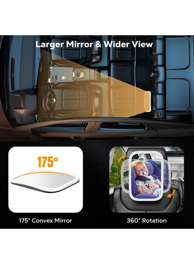 MoKo Baby Car Mirror with Light, Shatterproof Car Seat Mirror for Baby Rear Facing with Remote, 360°Rotation Rechargeable Carseat Mirrors Rear Facing, Anti-Shaked Hook Clip Design,Clear Vison - Image 4