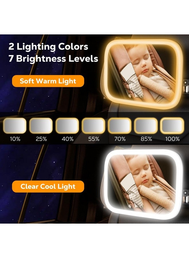 MoKo Baby Car Mirror with Light, Shatterproof Car Seat Mirror for Baby Rear Facing with Remote, 360°Rotation Rechargeable Carseat Mirrors Rear Facing, Anti-Shaked Hook Clip Design,Clear Vison - Image 3