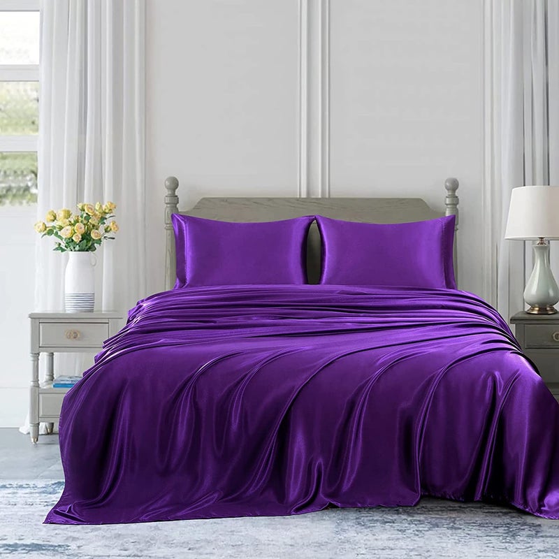 Homiest Purple Satin Flat Sheet Full Flat Sheet Only  Full Top Sheet Silky Bedding Flat Sheet for Full Mattress  Luxury & Ultra Soft Flat Bed Sheet Single Flat Sheets Sold Separately - Image 5