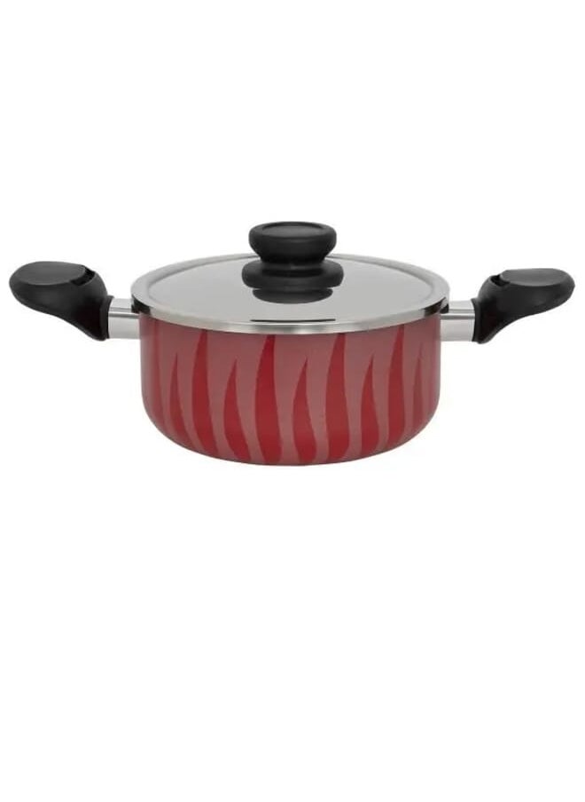 Alsaif Gallery Red Flame Red Cooking Pot With Steel Lid 20cm  - Image 1