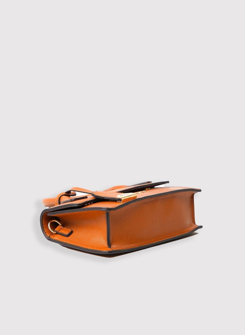 AMICA Mia Structured Classic Mini Leather Crossbody Bag for Women - Tan - Image 4