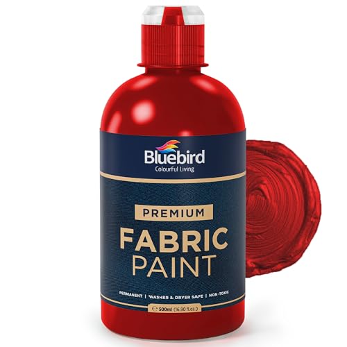 BLUEBIRD Fabric Paint, Blood Red, 16.9 Fl Oz – Permanent Fabric Paint for Clothes, Costumes, Halloween Decorations, DIY Crafts & Furniture Upholstery - Image 1