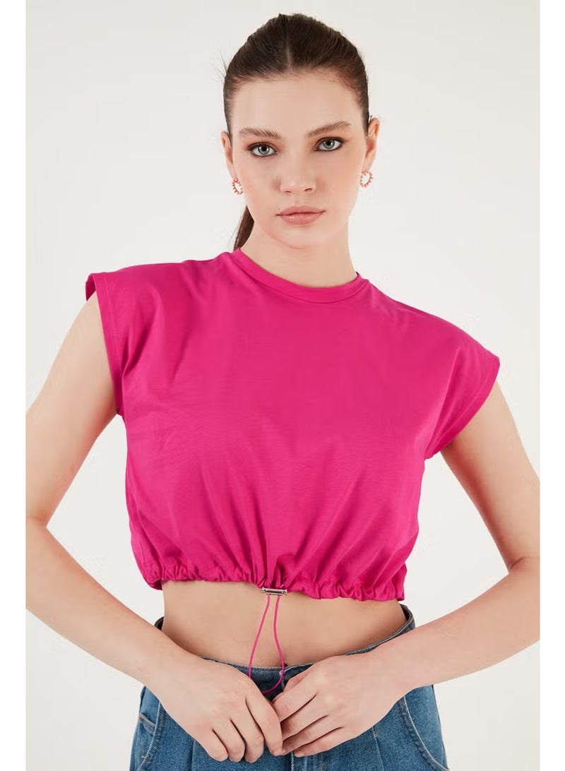 Lela Crew Neck Cotton Crop T Shirt Women's T Shirt 5865587 - Image 3