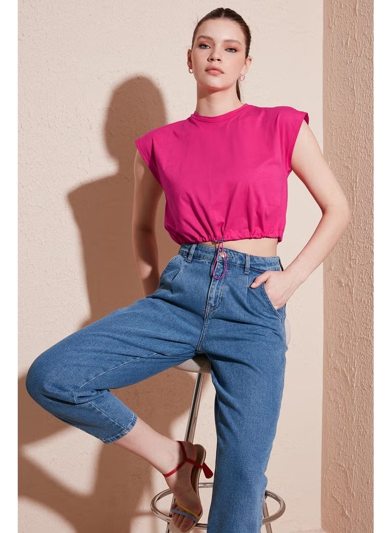 Lela Crew Neck Cotton Crop T Shirt Women's T Shirt 5865587 - Image 1