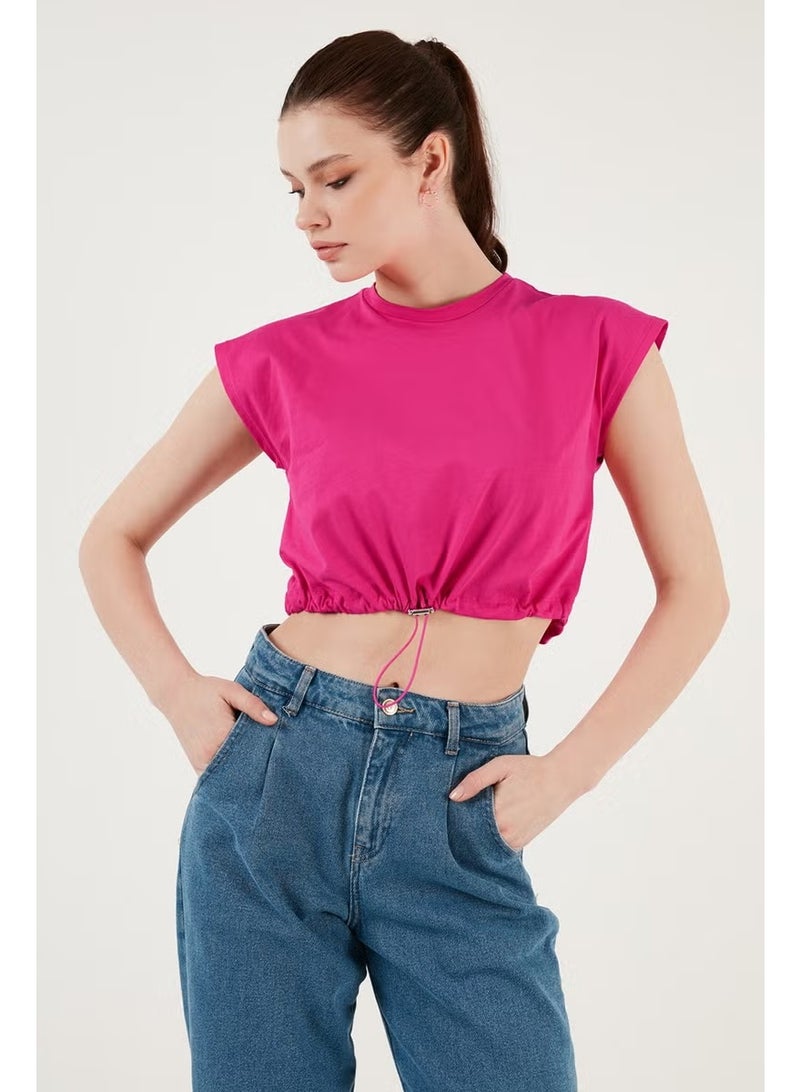 Lela Crew Neck Cotton Crop T Shirt Women's T Shirt 5865587 - Image 2