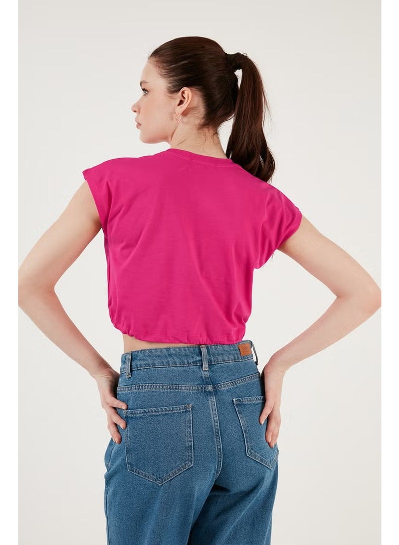 Lela Crew Neck Cotton Crop T Shirt Women's T Shirt 5865587 - Image 5