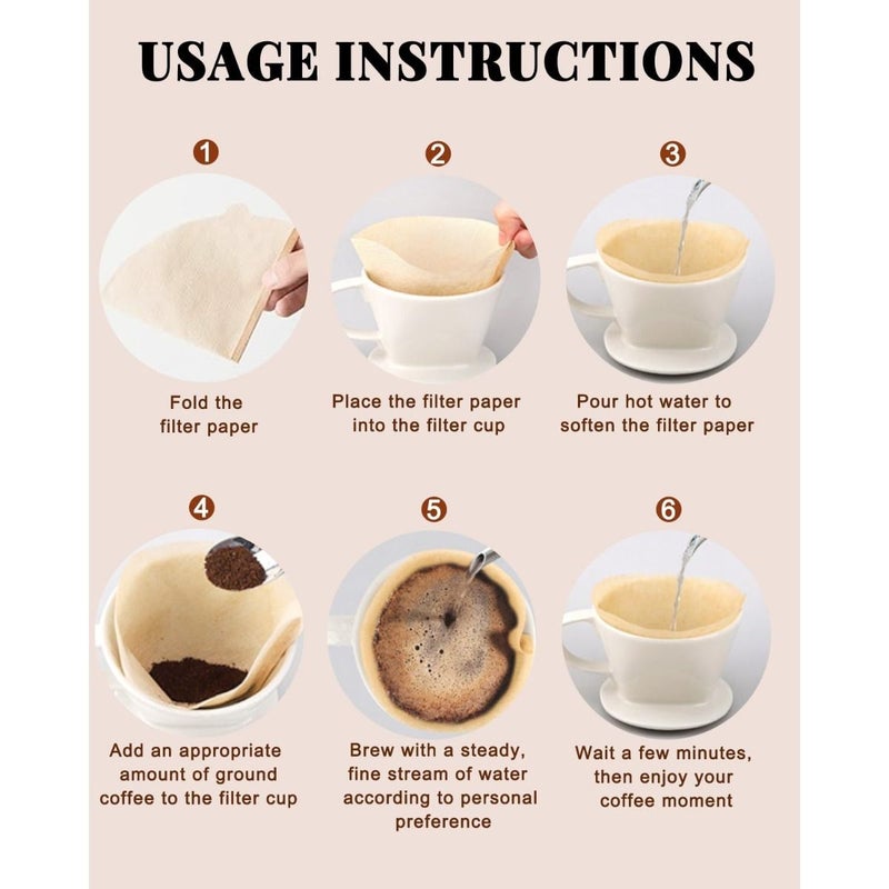 50 Pieces V02 Cone Coffee Paper Filters With 1 Stainless Steel Foldable Holder Included Portable Design For Home Office Travel And Daily Pour Over Coffee - Image 5