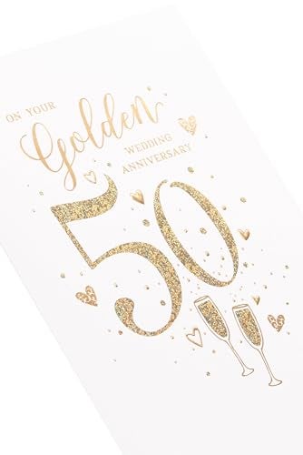 UK Greetings 50th Wedding Anniversary Card - Shimmer, Multi-Color, 149mm x 229mm - Image 5