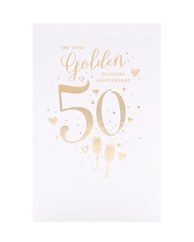 UK Greetings 50th Wedding Anniversary Card - Shimmer, Multi-Color, 149mm x 229mm - Image 1