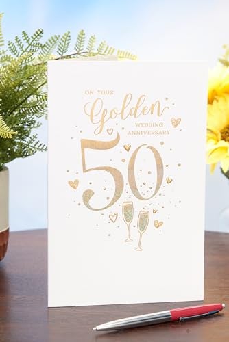 UK Greetings 50th Wedding Anniversary Card - Shimmer, Multi-Color, 149mm x 229mm - Image 4