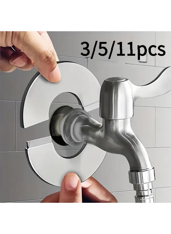 5Pcs Stainless Steel Faucet Cover Set Heavy Duty Split Design Easy Install Multi Fit - Image 1