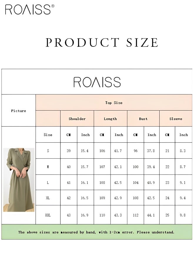 roaiss - Women's Fashion Suit Dress Temperament Polo Neck Long Sleeve Waist Tight Dress Minimalist High Waisted A-Line Dress for Ladies Elegant Temperament Casual Outfit - Image 1