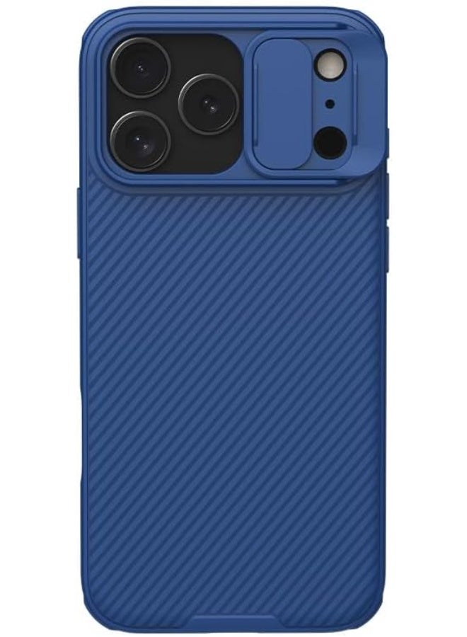 كابتن تيك Case Compatible with iPhone 17 Pro Max Case, Slide Camera Cover Lens Privacy Protection Non-Slip Anti-Drop Shockproof TPU Bumper Hard PC Back Protective Cover (Blue)