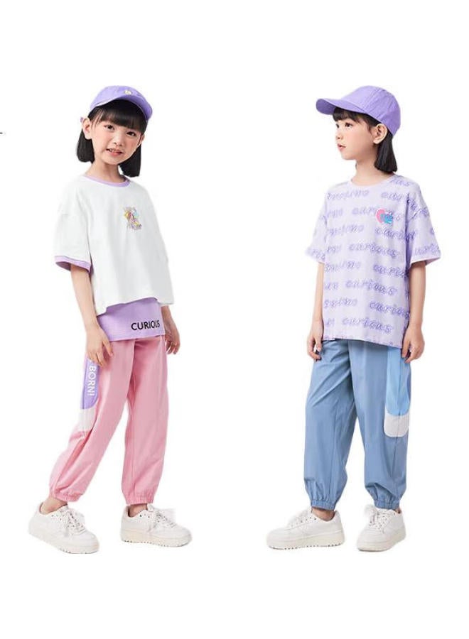 Qq Duck Children'S Mosquito-Repellent Pants, Girls' Trousers, Summer Sports Pants, Student Clothing, Side-Patched Mosquito-Repellent Pants, Pink; 160 - Image 1