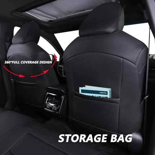 HKZ أغطية مقاعد مخصصة من HKZ لتويوتا كامري 2018 2019 2020 2021 2022 2024 هايبرد LE، هايبرد SE - مجموعة كاملة لـ 5 مقاعد، جلد أسود - Image 4