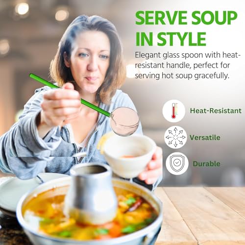 KANISYA Glass Stirring Spoon for Tea, Coffee & Cocktails | Heat Resistant Clear Borosilicate Glass Stir Stick, Reusable Long Handle Glass Spoon for Mixing Beverages, Juices, Bar & Kitchen Tool (Pack of 2) - Image 4