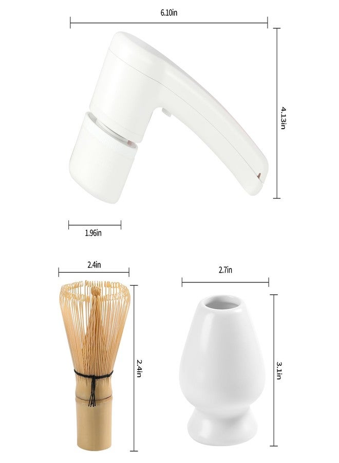 ZENRC Matcha Mate Electric Powered Bamboo Whisk and whisk holder set, Traditional Ceremony Chasen - Powered Mocha Stirer - Nice Portable Maccha Set Gift Kit (Battery not included, White, set 3) - Image 2