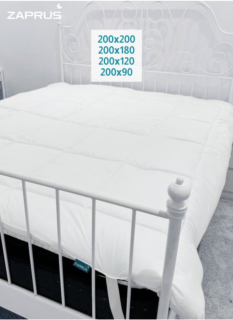 Zaprus Zaprus Mattress Topper – Soft Microfiber Bed Topper for King, Queen, Single – Hypoallergenic, Breathable & Washable – Luxurious Bed Cushion for Comfort & Support – Sizes 200x200 to 200x90 cm  - Image 1