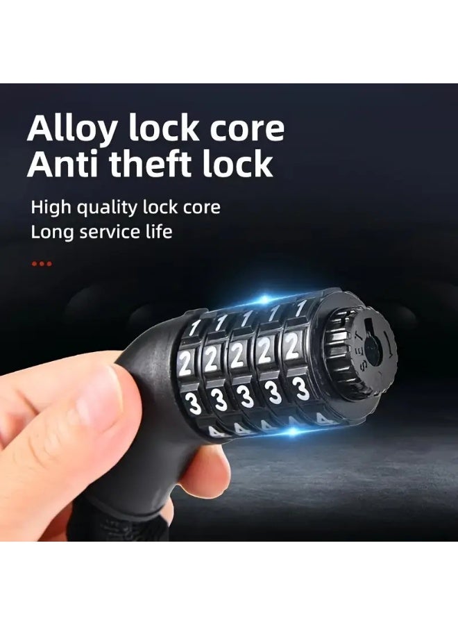قفل دراجة بسلسلة حديدية مع كلمة مرور مكونة من 5 أرقام، مضاد للسرقة، زر تحكم غير مكتمل، قفل أمان غير مشحون للدراجات الجبلية والدراجات النارية وملحقات الدراجات - Image 4