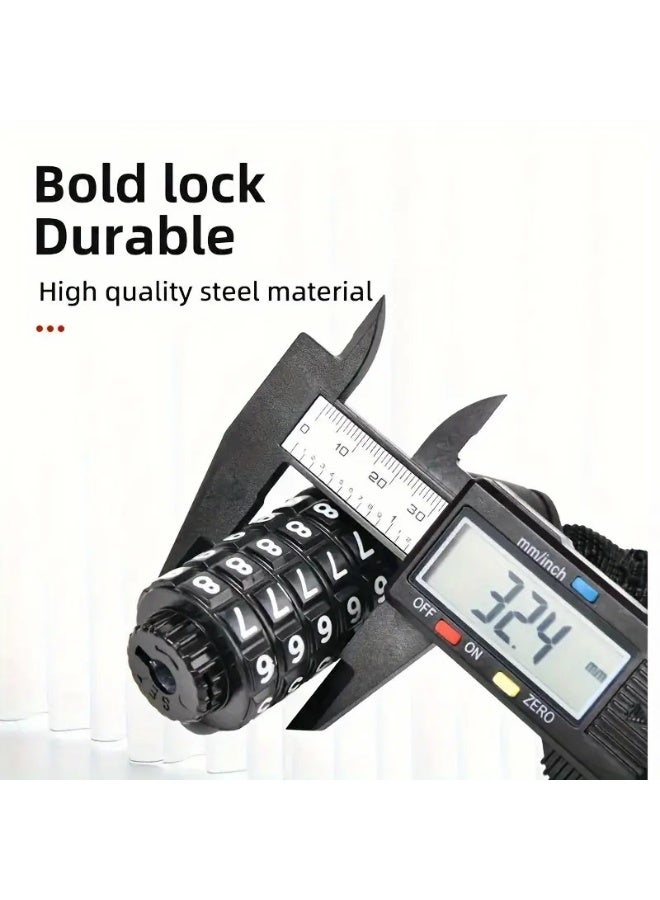 قفل دراجة بسلسلة حديدية مع كلمة مرور مكونة من 5 أرقام، مضاد للسرقة، زر تحكم غير مكتمل، قفل أمان غير مشحون للدراجات الجبلية والدراجات النارية وملحقات الدراجات - Image 5