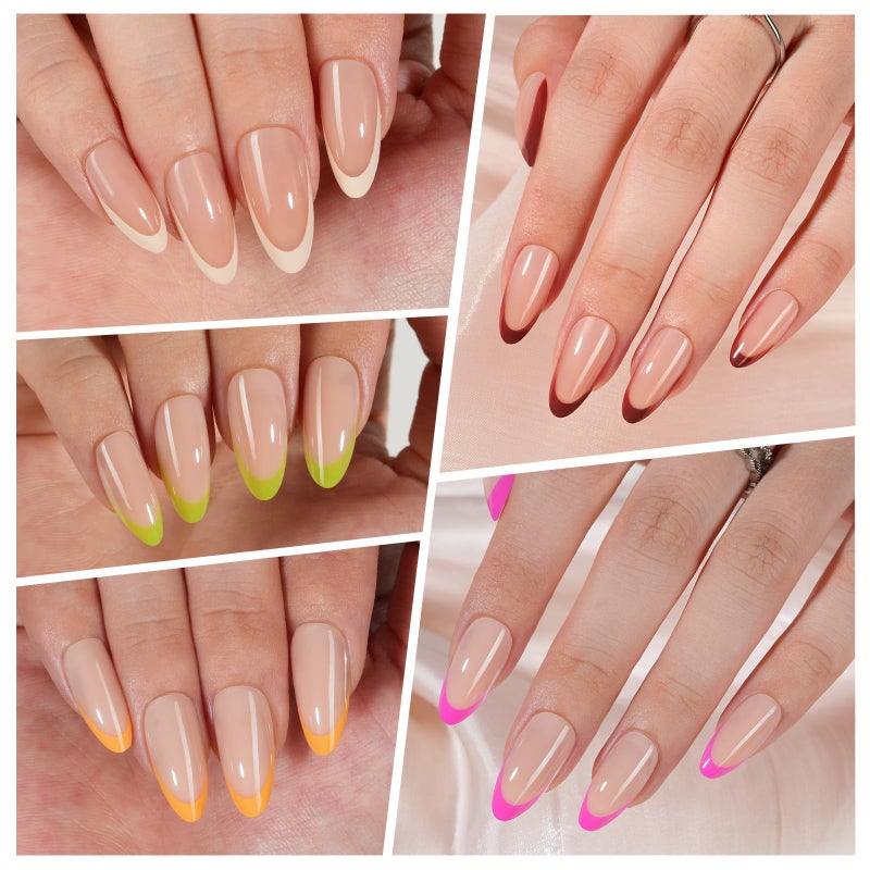 VANSIHO 300Pcs French Gel Nail Tips Almond, Vansiho Medium Nail Tips, Pre-French Tips Press on Nails, Acrylic Fake Nails for Nail Art DIY 15 Sizes - Image 4