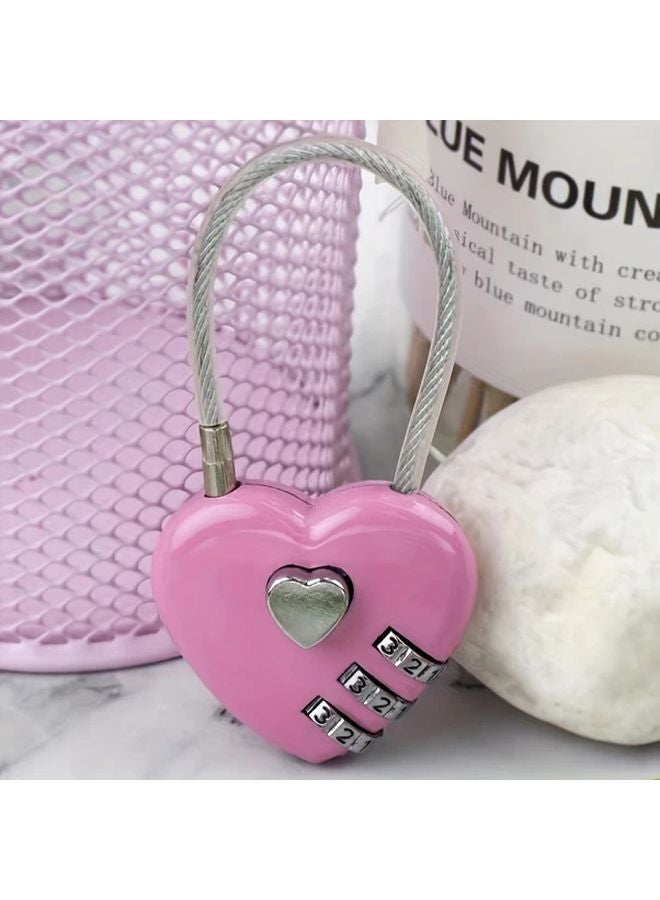 Pink Heart Shaped Travel Lock Gift Box Password Lock Mechanical No Power Required - Image 3