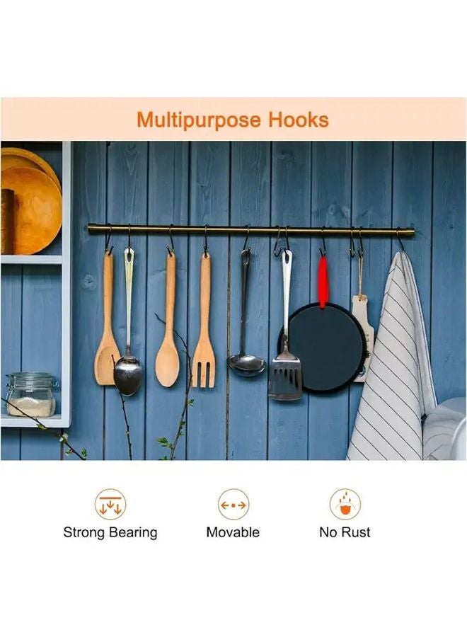 Large Black S Hooks 10pcs Heavy Duty Anti Slip Space Saving For Kitchen Wardrobe - Image 3