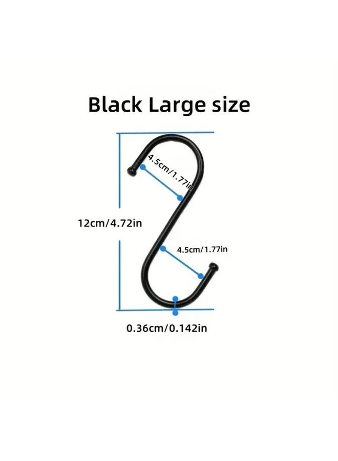 Large Black S Hooks 10pcs Heavy Duty Anti Slip Space Saving For Kitchen Wardrobe - Image 1