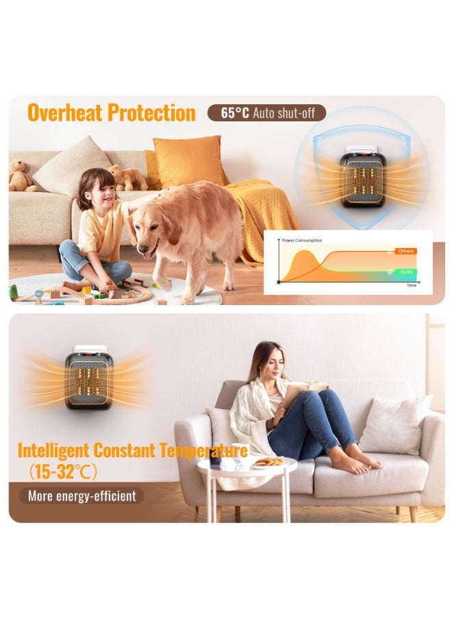 سخان كهربائي، سخانات مروحة 1200 وات للمنزل، وضعين لسخانات سيراميك PTC، مؤقت 1-12 ساعة، حماية من الحرارة الزائدة مع جهاز تحكم عن بعد، سخان كهربائي موفر للطاقة، قابس BS لغرفة النوم والمكتب والمطبخ والحمام - Image 4