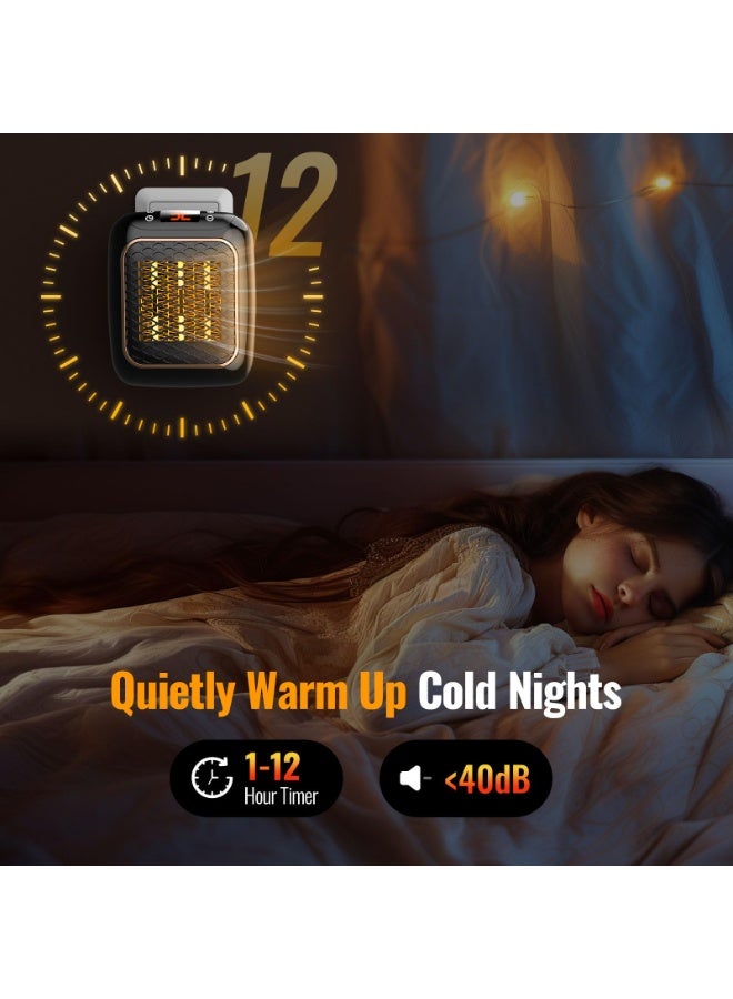 سخان كهربائي، سخانات مروحة 1200 وات للمنزل، وضعين لسخانات سيراميك PTC، مؤقت 1-12 ساعة، حماية من الحرارة الزائدة مع جهاز تحكم عن بعد، سخان كهربائي موفر للطاقة، قابس BS لغرفة النوم والمكتب والمطبخ والحمام - Image 5