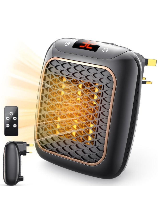 سخان كهربائي، سخانات مروحة 1200 وات للمنزل، وضعين لسخانات سيراميك PTC، مؤقت 1-12 ساعة، حماية من الحرارة الزائدة مع جهاز تحكم عن بعد، سخان كهربائي موفر للطاقة، قابس BS لغرفة النوم والمكتب والمطبخ والحمام - Image 1