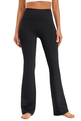 AFITNE Yoga Pants for Women Bootcut Pants with Pockets High Waisted Workout Bootleg Yoga Pants Tall Long Athletic Gym Pants Black - S - Image 1