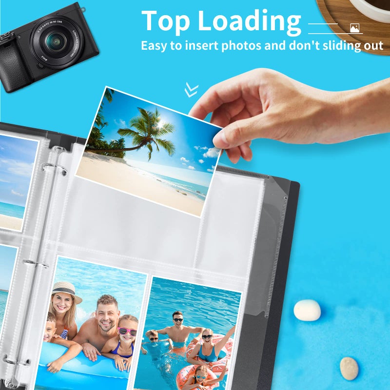 Fabmaker فاب ميكر 30 حزمة أكمام صور لدفتر 3 حلقات - (4x6، لـ 180 صورة)، واقيات صفحات أرشيفية، صفحات بلاستيكية شفافة، أكمام بطاقات بريدية، خالية من الحمض - Image 4