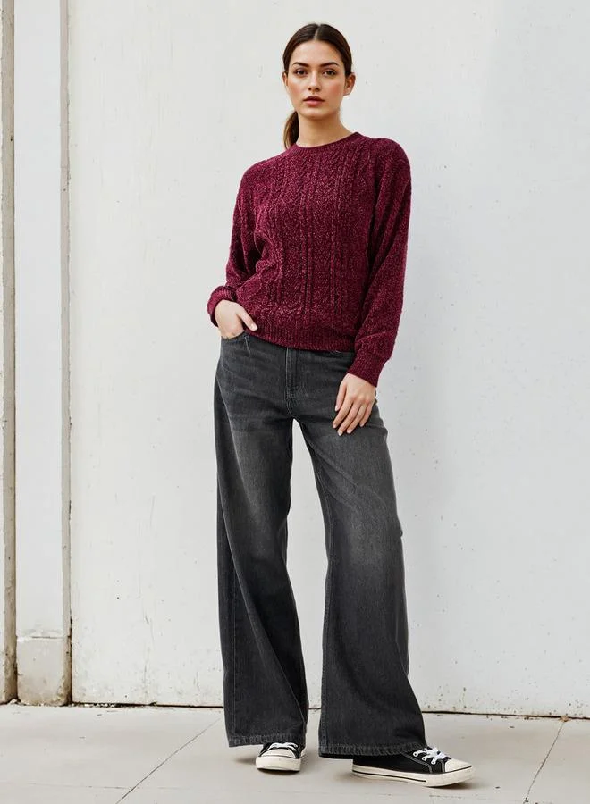 2Xtremz 2Xtremz Textured Chenille Sweater with Long Sleeves