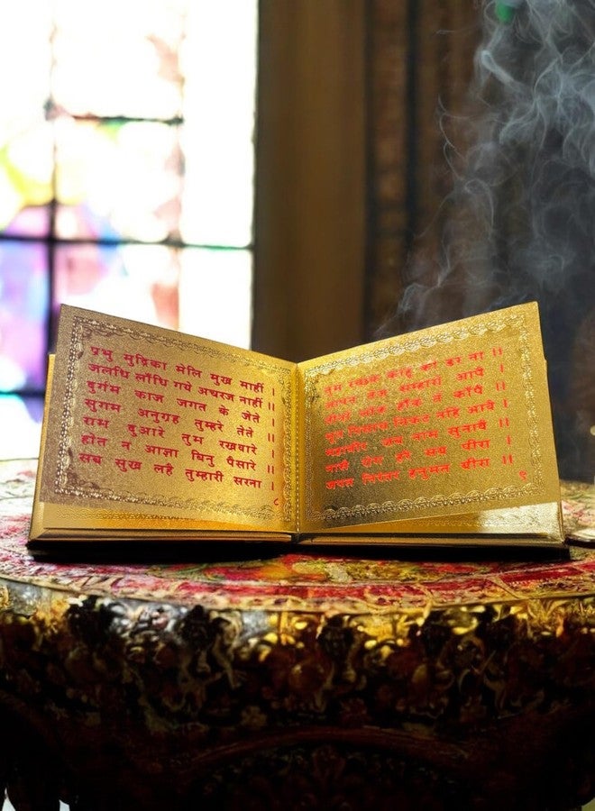 WARMINGO DE Hanuman Chalisa Gold Plated | Pocket Size Booklet for Chanting Pooja Temple Decoration & Gifting | Religious Gift for Mom & Dad | Diwali Gift for Relatives & Friends - Image 4