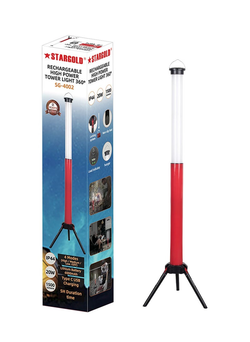 Stargold Rechargeable High-Power Tower Light 360° with Lithium Battery and Type-C USB Charging  - Image 3