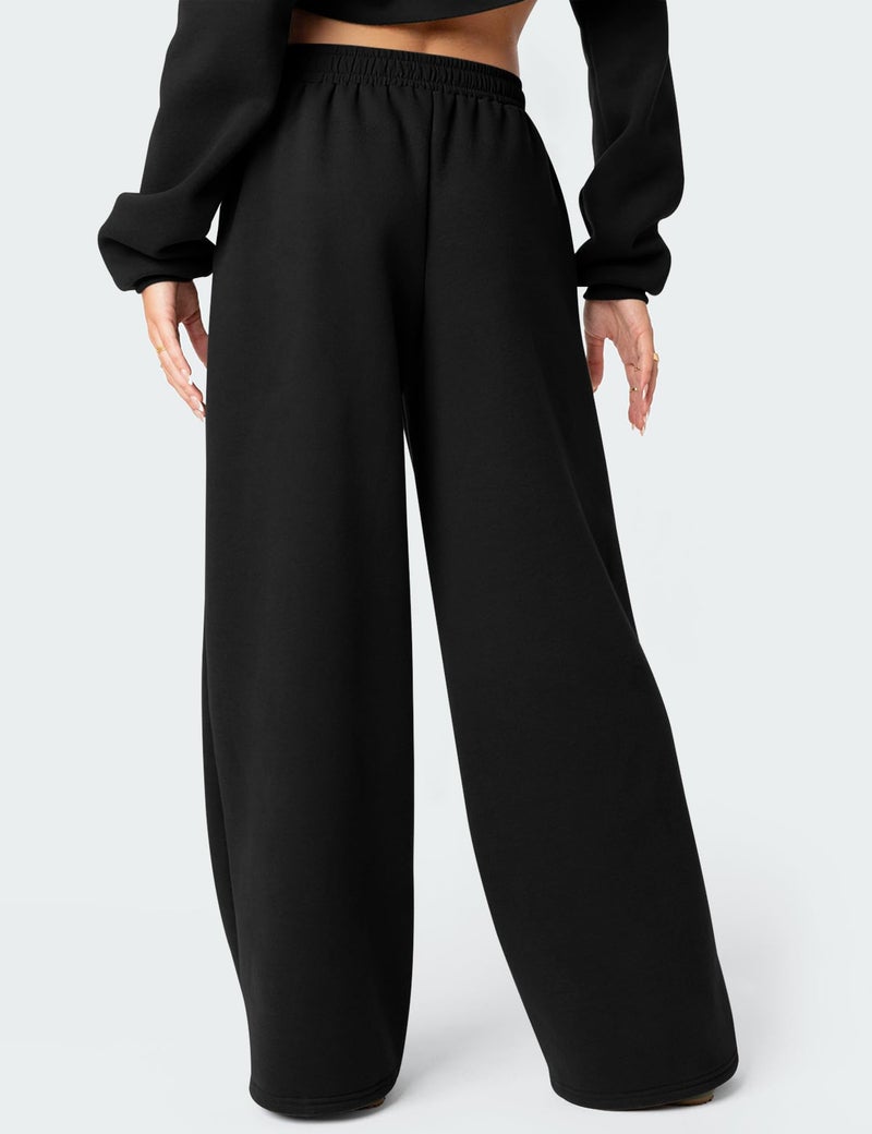 LOMON Wide Leg Sweatpants Women Fleece Sweat Pants Fall Spring Clothes 2026 Teen Girl Baggy Jogger Sweatpant with Pockets (Black, M) - Image 3