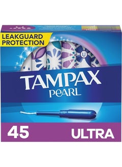 Tampax سدادات قطنية لؤلؤية، مع جديلة مقاومة للتسرب، ذات قدرة امتصاص فائقة، بدون رائحة، 45 قطعة (عبوة من قطعة واحدة) - قد تختلف العبوة  - Image 1